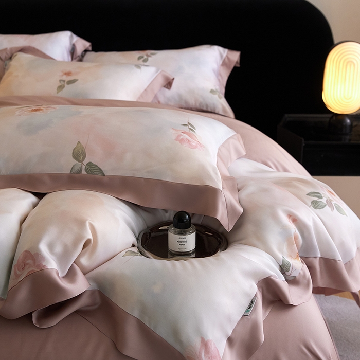 91家纺网 家纺一手货源 找家纺 禾时 2025新款60S兰精天丝印花四件套 安然