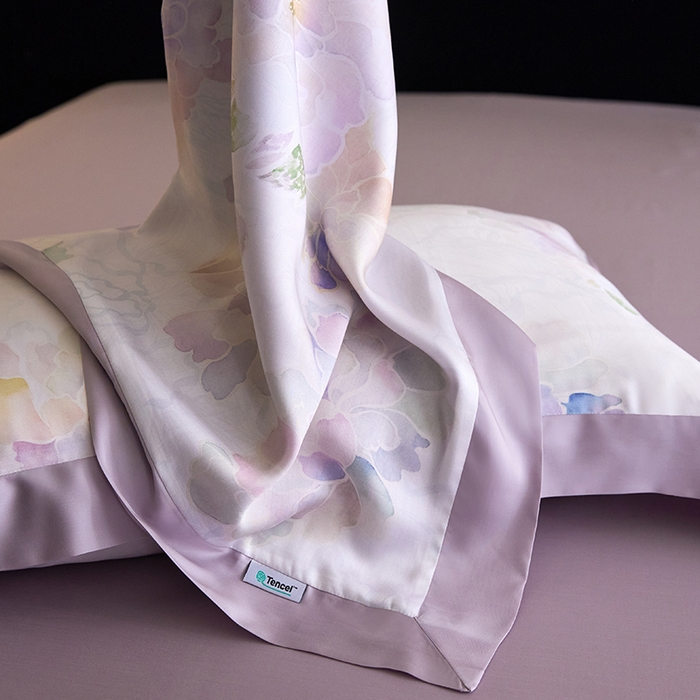 91家纺网 家纺一手货源 找家纺 禾时 2025新款60S兰精天丝印花四件套 绮梦