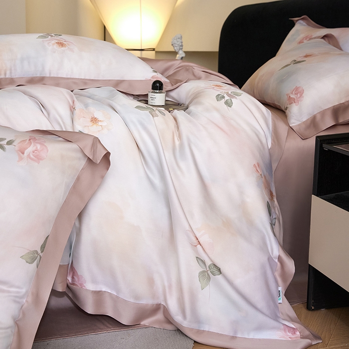 91家纺网 家纺一手货源 找家纺 禾时 2025新款60S兰精天丝印花四件套 安然