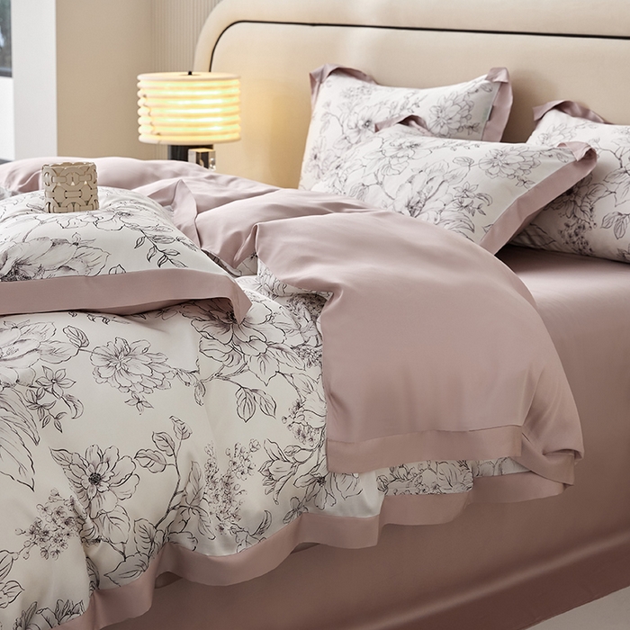 91家纺网 家纺一手货源 找家纺 禾时 2025新款60S兰精天丝印花四件套 晨烟