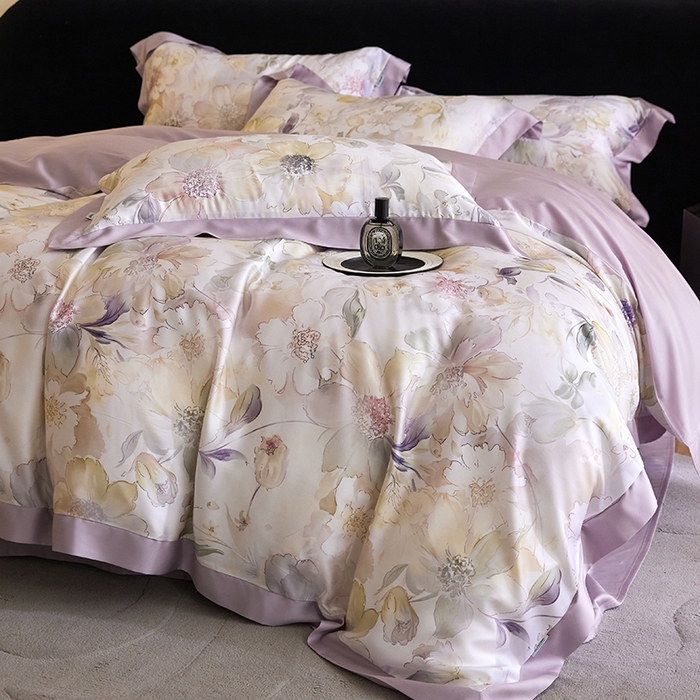 91家纺网 家纺一手货源 找家纺 禾时 2025新款60S兰精天丝印花四件套 锦绣