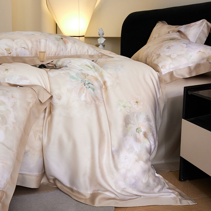 91家纺网 家纺一手货源 找家纺 禾时 2025新款60S兰精天丝印花四件套 初夏（米）