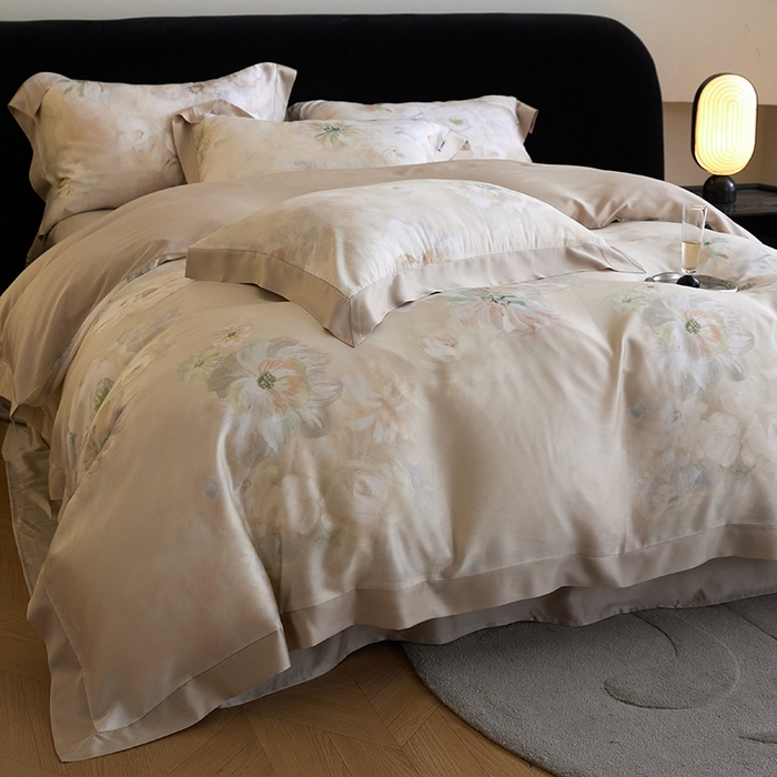 91家纺网 家纺一手货源 找家纺 禾时 2025新款60S兰精天丝印花四件套 初夏（米）