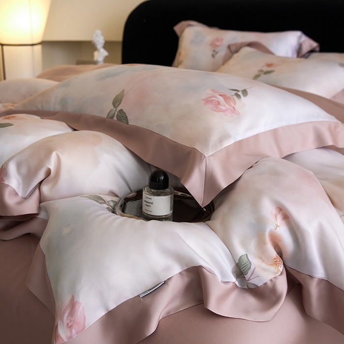 91家纺网 家纺一手货源 找家纺 禾时 2025新款60S兰精天丝印花四件套 安然