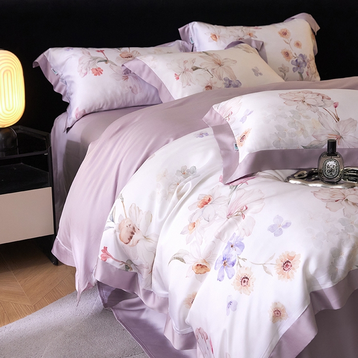 91家纺网 家纺一手货源 找家纺 禾时 2025新款60S兰精天丝印花四件套 初禾