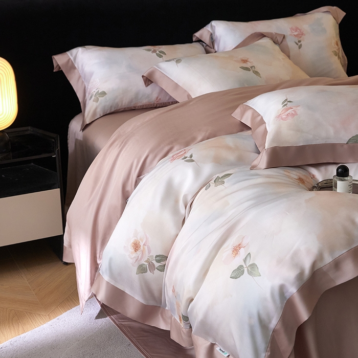 91家纺网 家纺一手货源 找家纺 禾时 2025新款60S兰精天丝印花四件套 安然