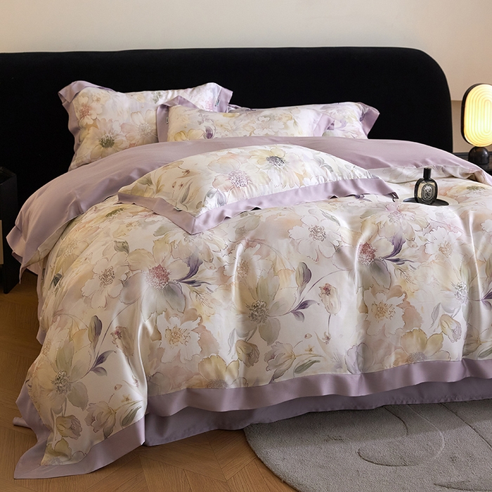 91家纺网 家纺一手货源 找家纺 禾时 2025新款60S兰精天丝印花四件套 锦绣