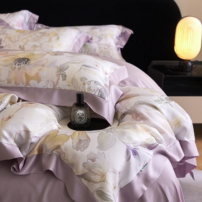 91家纺网 家纺一手货源 找家纺 禾时 2025新款60S兰精天丝印花四件套 锦绣