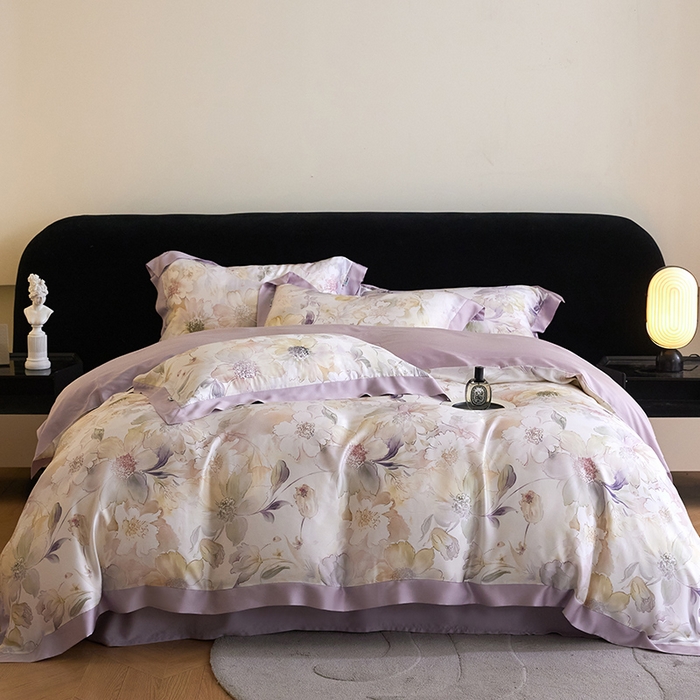 91家纺网 家纺一手货源 找家纺 禾时 2025新款60S兰精天丝印花四件套 锦绣