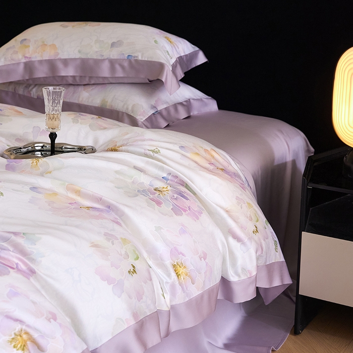 91家纺网 家纺一手货源 找家纺 禾时 2025新款60S兰精天丝印花四件套 绮梦