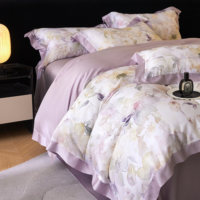 91家纺网 家纺一手货源 找家纺 禾时 2025新款60S兰精天丝印花四件套 锦绣