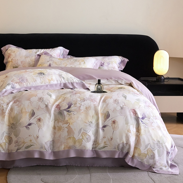 91家纺网 家纺一手货源 找家纺 禾时 2025新款60S兰精天丝印花四件套 锦绣