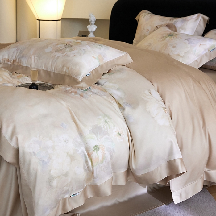 91家纺网 家纺一手货源 找家纺 禾时 2025新款60S兰精天丝印花四件套 初夏（米）