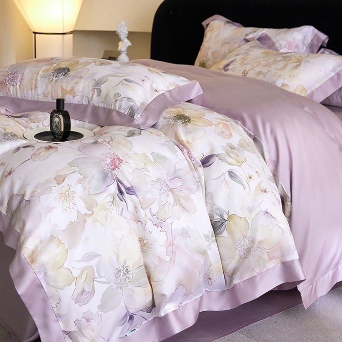 91家纺网 家纺一手货源 找家纺 禾时 2025新款60S兰精天丝印花四件套 锦绣