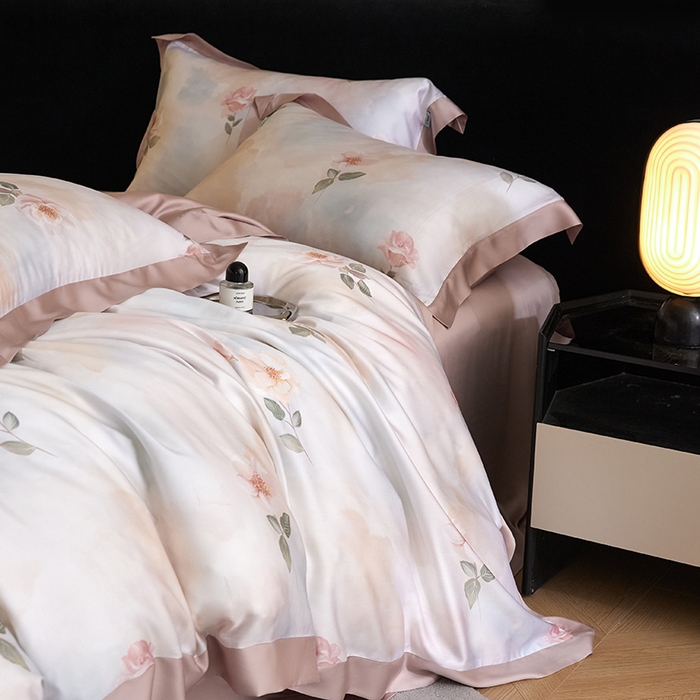 91家纺网 家纺一手货源 找家纺 禾时 2025新款60S兰精天丝印花四件套 安然