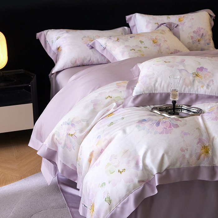 91家纺网 家纺一手货源 找家纺 禾时 2025新款60S兰精天丝印花四件套 绮梦