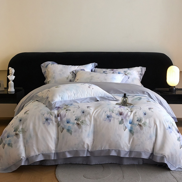 91家纺网 家纺一手货源 找家纺 禾时 2025新款60S兰精天丝印花四件套 温岚