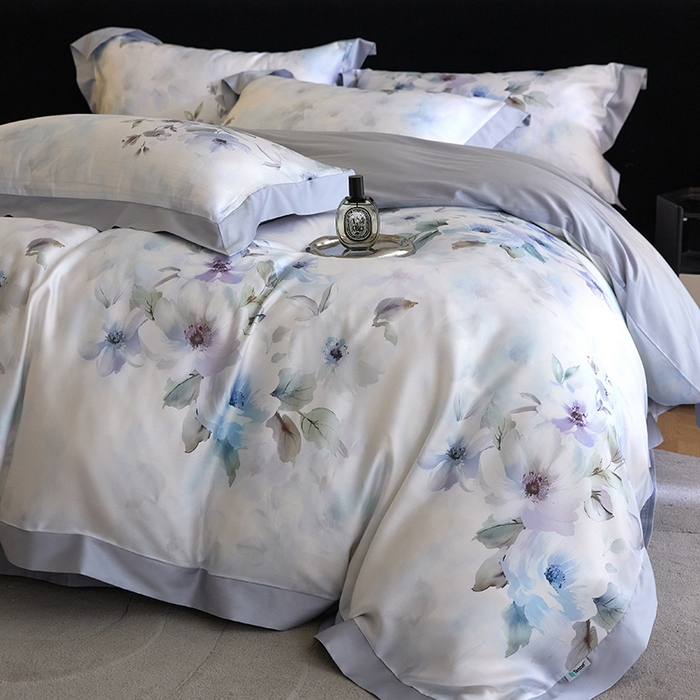 91家纺网 家纺一手货源 找家纺 禾时 2025新款60S兰精天丝印花四件套 温岚