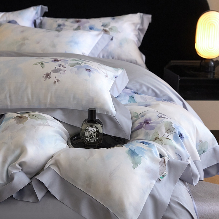 91家纺网 家纺一手货源 找家纺 禾时 2025新款60S兰精天丝印花四件套 温岚