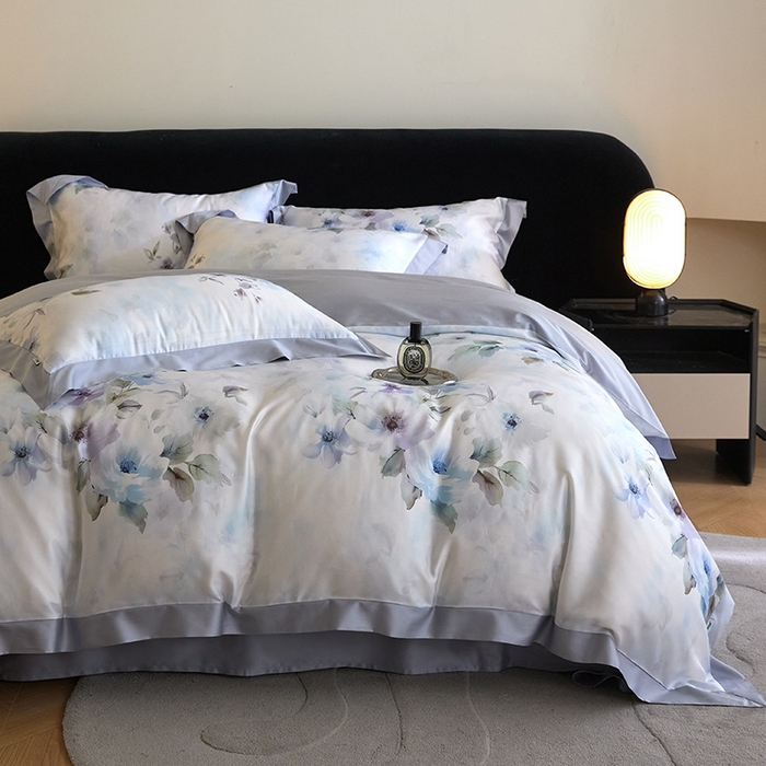 91家纺网 家纺一手货源 找家纺 禾时 2025新款60S兰精天丝印花四件套 温岚