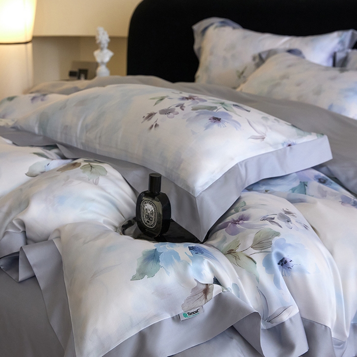 91家纺网 家纺一手货源 找家纺 禾时 2025新款60S兰精天丝印花四件套 温岚