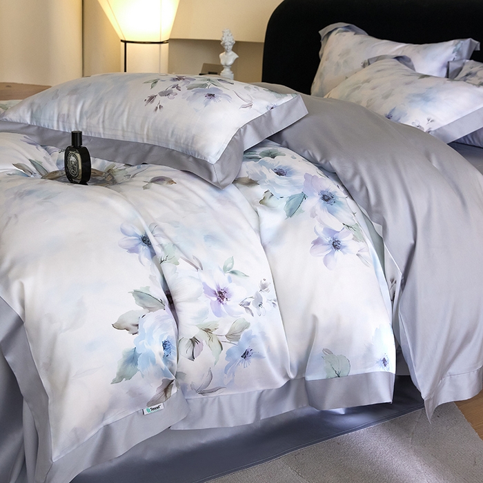 91家纺网 家纺一手货源 找家纺 禾时 2025新款60S兰精天丝印花四件套 温岚