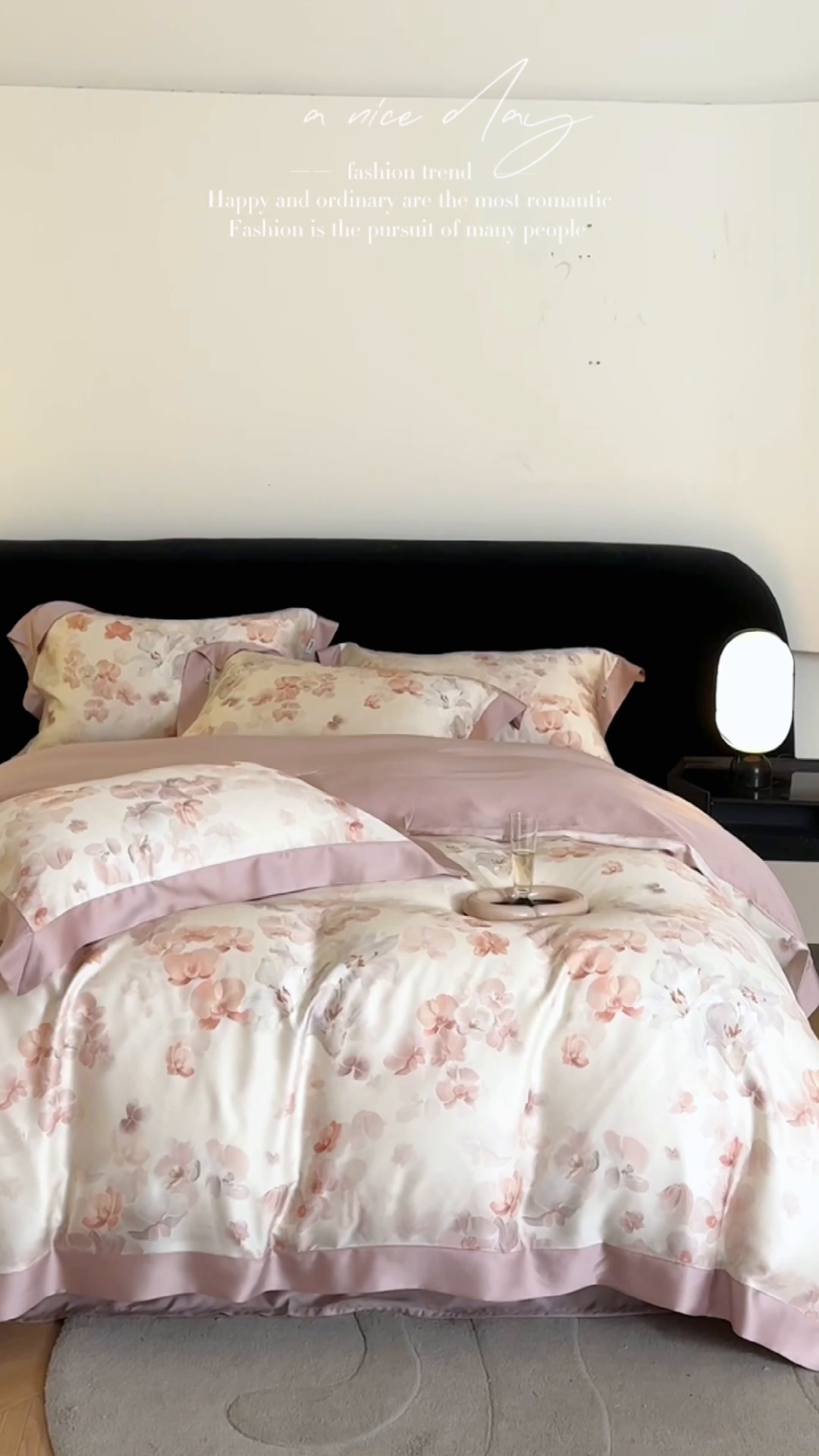 91家纺网 家纺一手货源 找家纺 禾时 2025新款60S兰精天丝印花四件套 花颜