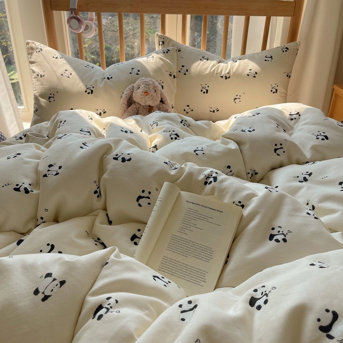 91家纺网 家纺一手货源 找家纺 蜜宿 2025新款卡通全棉A类双层纱四件套 晚安小熊