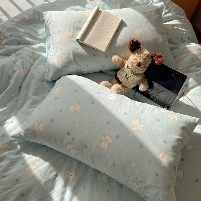 91家纺网 家纺一手货源 找家纺 （总）蜜宿 2025新款卡通全棉A类双层纱四件套