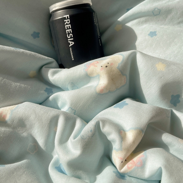 91家纺网 家纺一手货源 找家纺 蜜宿 2025新款卡通全棉A类双层纱四件套 星蓝狗狗