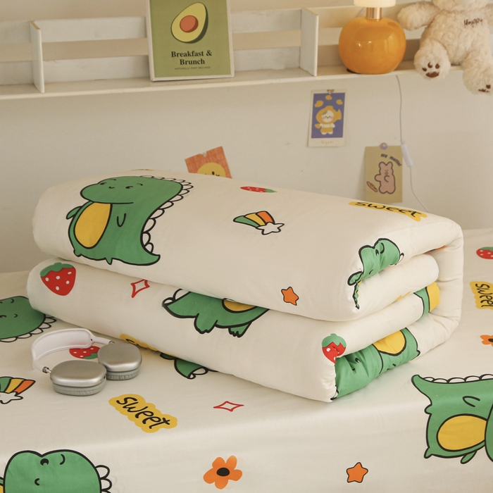 91家纺网 家纺一手货源 找家纺 拔萃 2025新款0.9米床1.2米床纯棉全棉学生宿舍床单款三件套六件套 恐龙宝贝