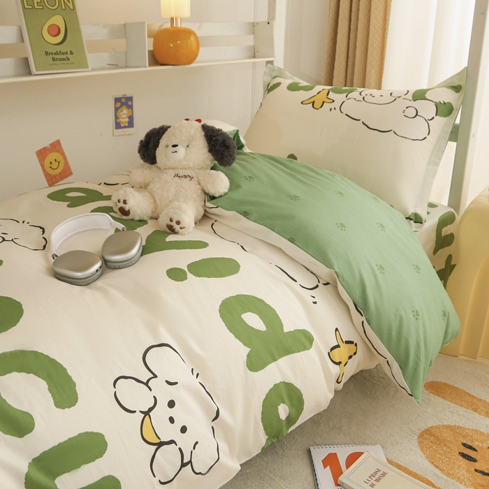 91家纺网 家纺一手货源 找家纺 拔萃 2025新款0.9米床1.2米床纯棉全棉学生宿舍床单款三件套六件套 萌宝儿