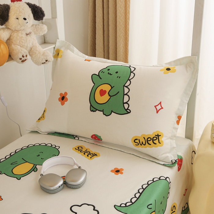 91家纺网 家纺一手货源 找家纺 拔萃 2025新款0.9米床1.2米床纯棉全棉学生宿舍床单款三件套六件套 恐龙宝贝