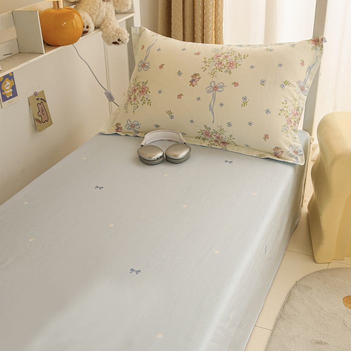 91家纺网 家纺一手货源 找家纺 拔萃 2025新款0.9米床1.2米床纯棉全棉学生宿舍床单款三件套六件套 幽幽花间兔