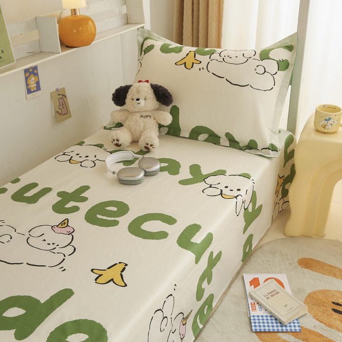 91家纺网 家纺一手货源 找家纺 拔萃 2025新款0.9米床1.2米床纯棉全棉学生宿舍床单款三件套六件套 萌宝儿