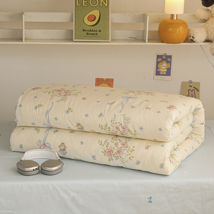 91家纺网 家纺一手货源 找家纺 拔萃 2025新款0.9米床1.2米床纯棉全棉学生宿舍床单款三件套六件套 幽幽花间兔