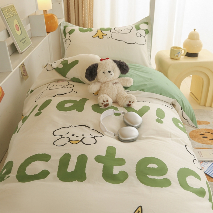 91家纺网 家纺一手货源 找家纺 拔萃 2025新款0.9米床1.2米床纯棉全棉学生宿舍床单款三件套六件套 萌宝儿