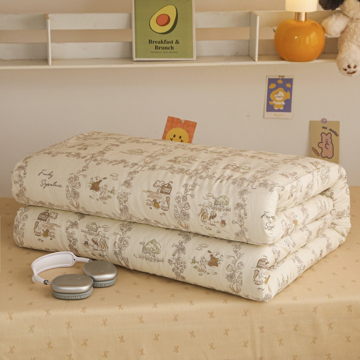 91家纺网 家纺一手货源 找家纺 拔萃 2025新款0.9米床1.2米床纯棉全棉学生宿舍床单款三件套六件套 乡村小筑