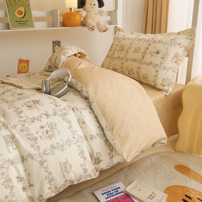 91家纺网 家纺一手货源 找家纺 拔萃 2025新款0.9米床1.2米床纯棉全棉学生宿舍床单款三件套六件套 乡村小筑