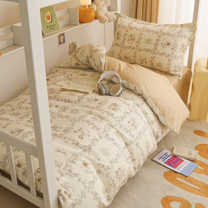 91家纺网 家纺一手货源 找家纺 拔萃 2025新款0.9米床1.2米床纯棉全棉学生宿舍床单款三件套六件套 乡村小筑