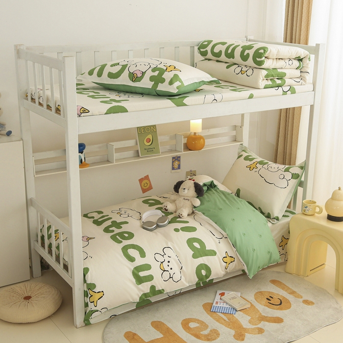 拔萃 2025新款0.9米床1.2米床纯棉全棉学生宿舍床单款三件套六件套 萌宝儿