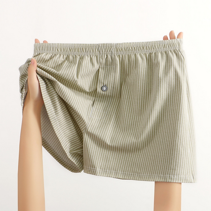 91家纺网 家纺一手货源 找家纺 良品汇馆 2025【男士阿罗裤】日式无印男士阿罗裤内裤良品全棉男条纹居家睡裤运动三分平角短裤 竖条纹-黄色