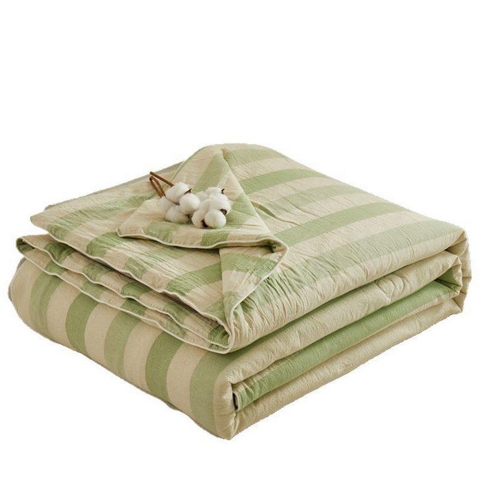 91家纺网 家纺一手货源 找家纺 良品汇馆 2025【水洗大豆宽条纹夏被】日式无印A类水洗提花大豆夏被良品宽条纹夏季被子双人全棉空调被