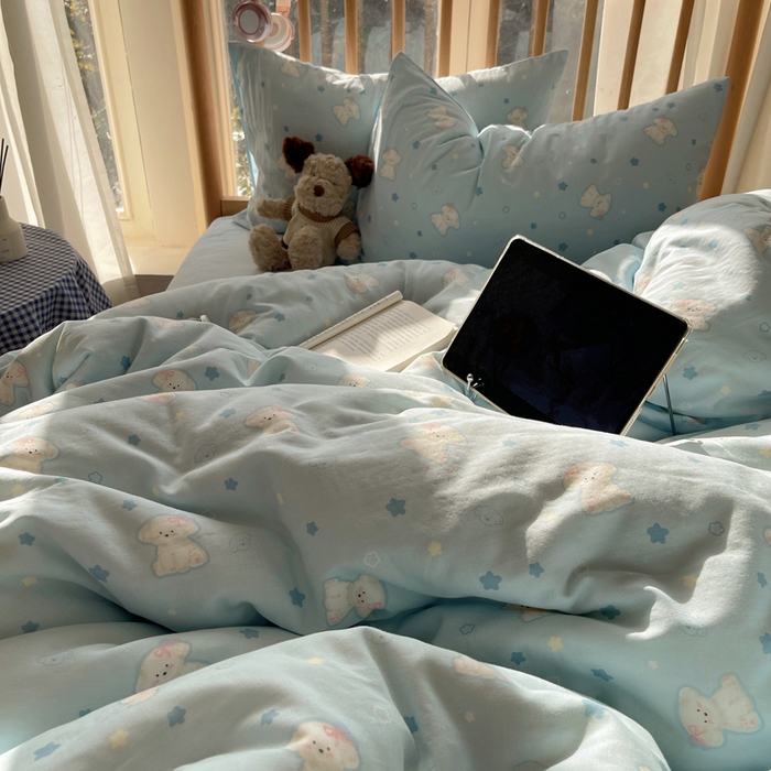 91家纺网 家纺一手货源 找家纺 （总）蜜宿 2025新款卡通全棉A类双层纱四件套