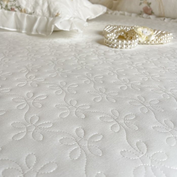 91家纺网 家纺一手货源 找家纺 恋尚 2025新款针织棉单床裙床裙单件-香奢梦 香奢梦-米白