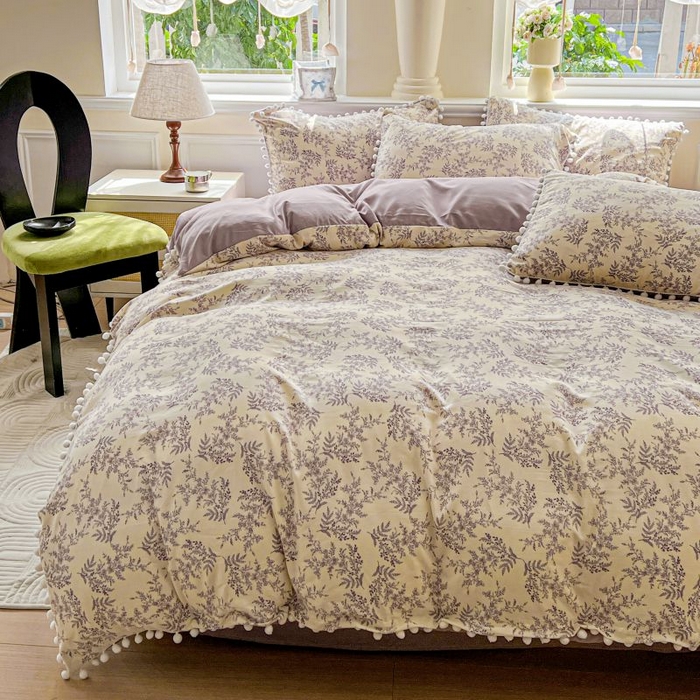 91家纺网 家纺一手货源 找家纺 （总）朵朵家纺 2025新款球球款云感四件套水洗棉简约风小碎花单品单被套（可定制尺寸 ）