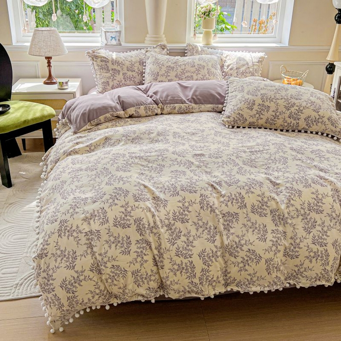 91家纺网 家纺一手货源 找家纺 （总）朵朵家纺 2025新款球球款云感四件套水洗棉简约风小碎花被套三件套（可定制尺寸 ）