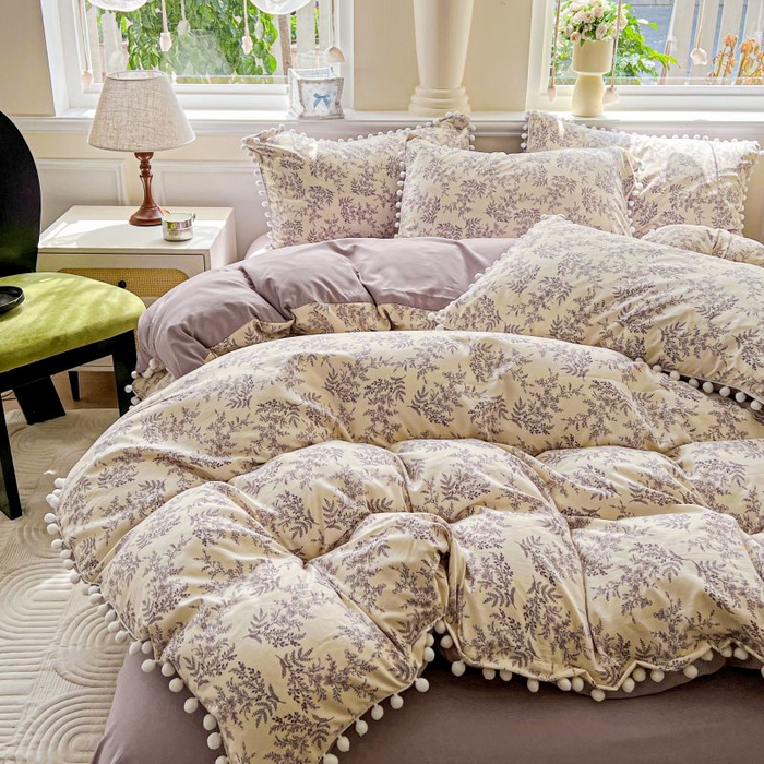 91家纺网 家纺一手货源 找家纺 （总）朵朵家纺 2025新款球球款云感四件套水洗棉简约风小碎花被套三件套（可定制尺寸 ）