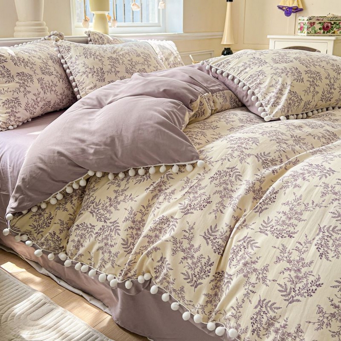 91家纺网 家纺一手货源 找家纺 （总）朵朵家纺 2025新款球球款云感四件套水洗棉简约风小碎花被套三件套（可定制尺寸 ）