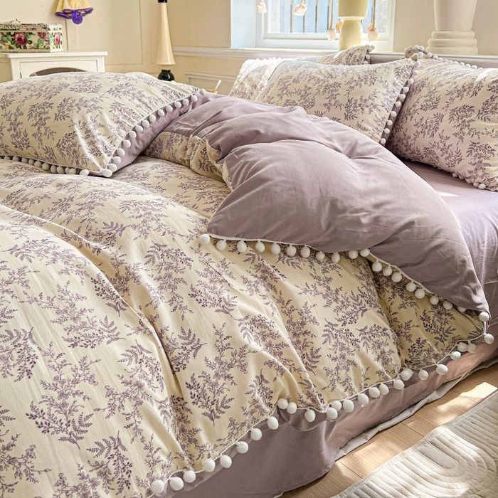 91家纺网 家纺一手货源 找家纺 （总）朵朵家纺 2025新款球球款云感四件套水洗棉简约风小碎花被套三件套（可定制尺寸 ）